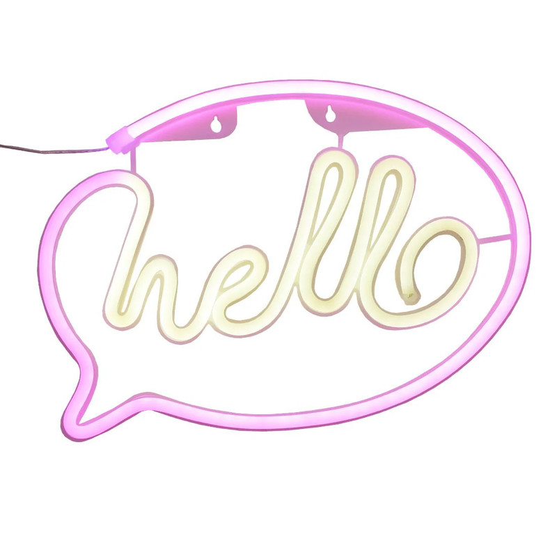 Led Neon Hello Shape - Pink & White - إضاءة